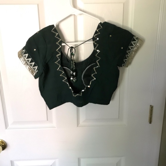 Green Georgette Sari - Picture 4 of 5